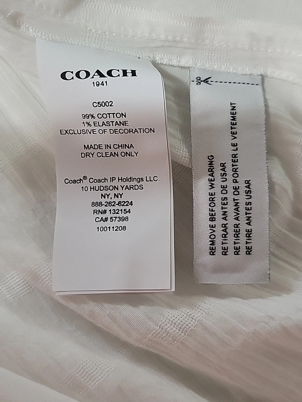 NWOT Coach 2 White Lace-Trim Cotton Midi Dress With Pockets - Picture 5 of 8